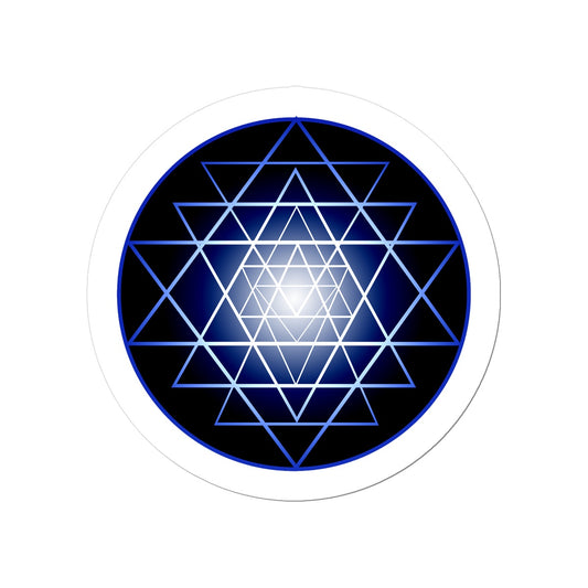 Shri Yantra in Blue Sticker - Nature of Flowers