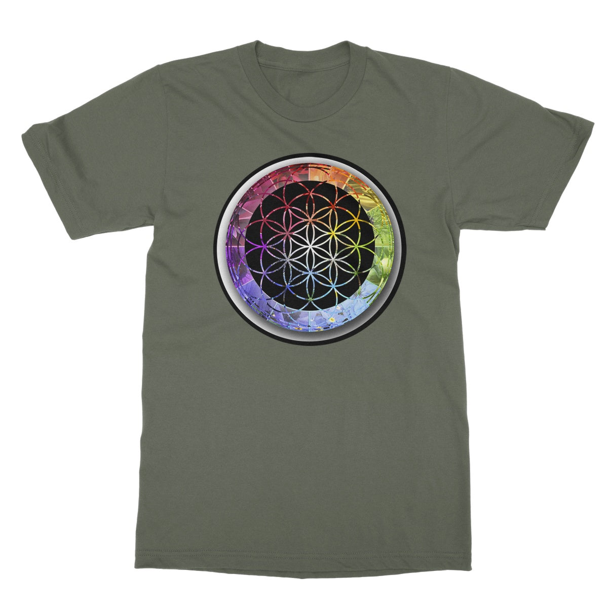 Flower of Life Rainbow Softstyle T-Shirt - Nature of Flowers