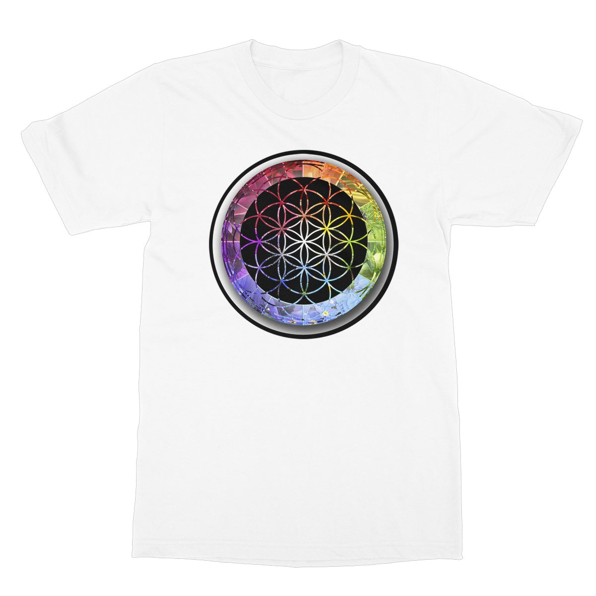 Flower of Life Rainbow Softstyle T-Shirt - Nature of Flowers