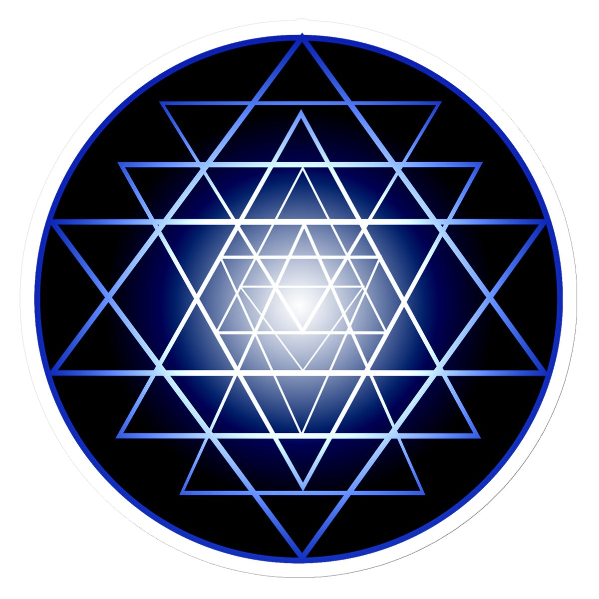 Shri Yantra in Blue Sticker - Nature of Flowers