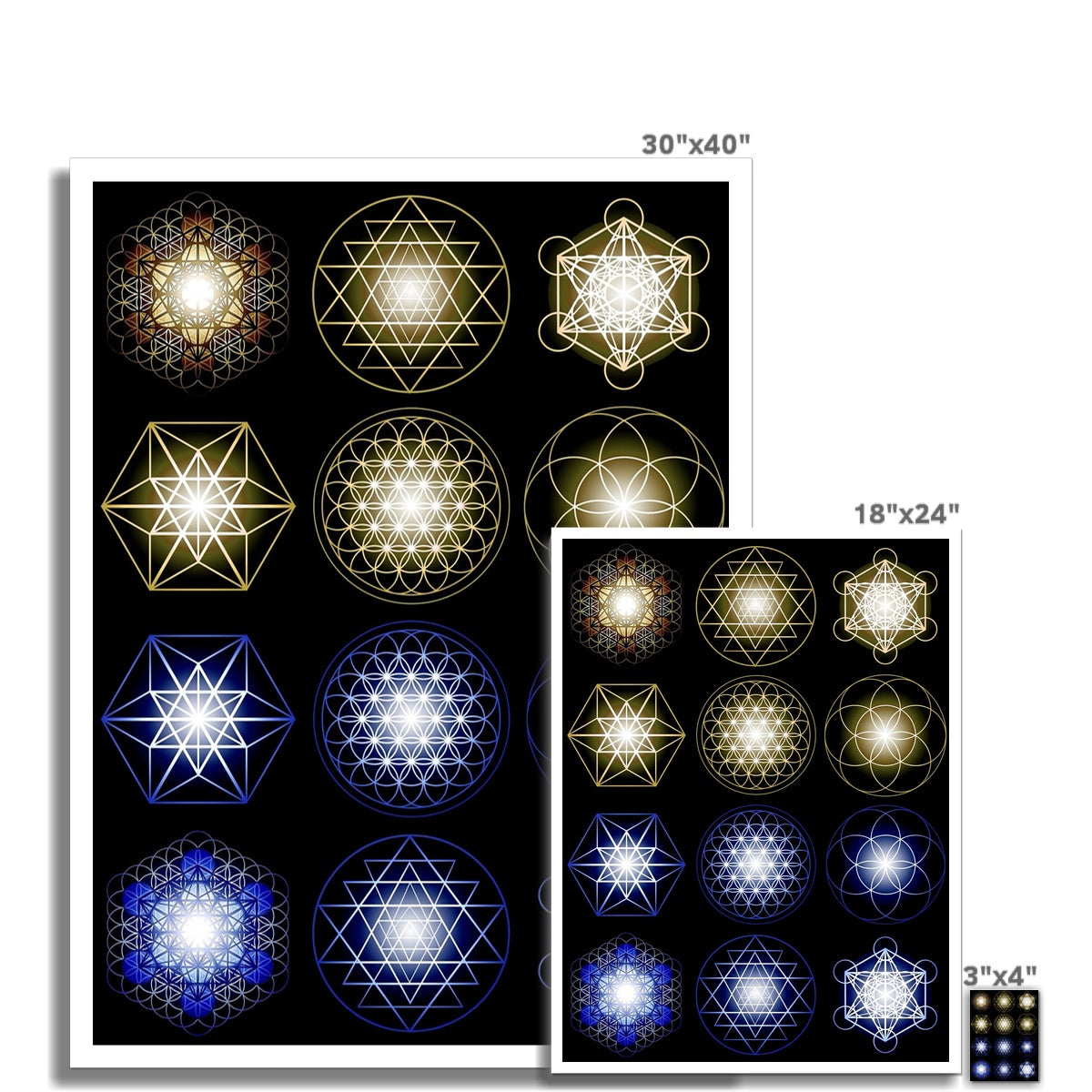 Sacred Geometry in Gold and Blue Print C-Type Print