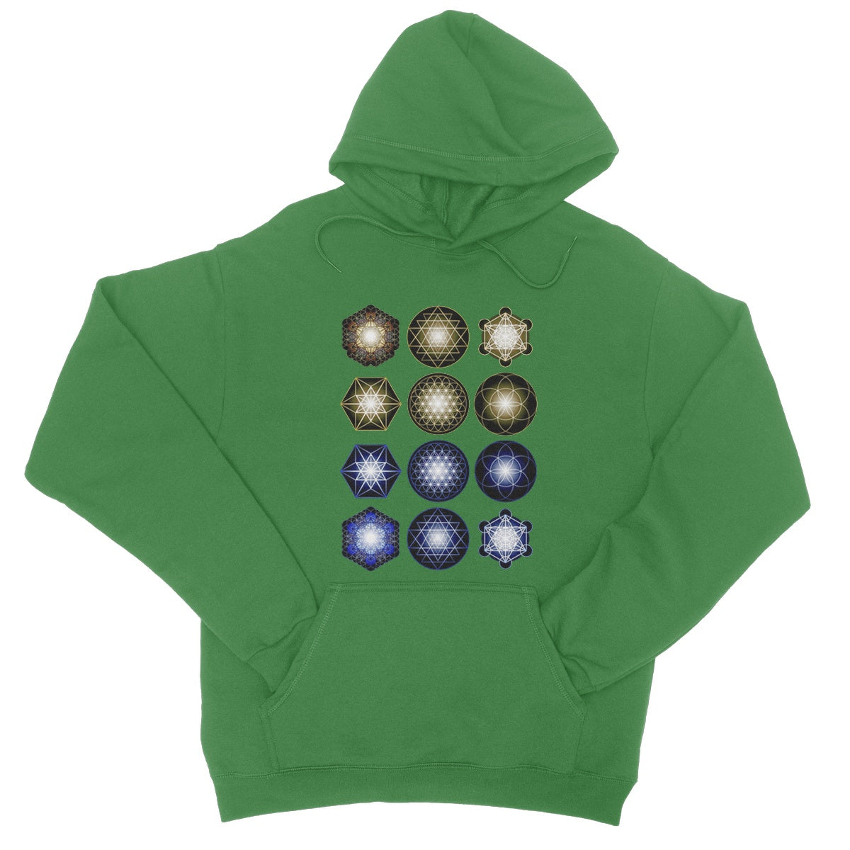 Sacred Geometry in Gold and Blue College Hoodie