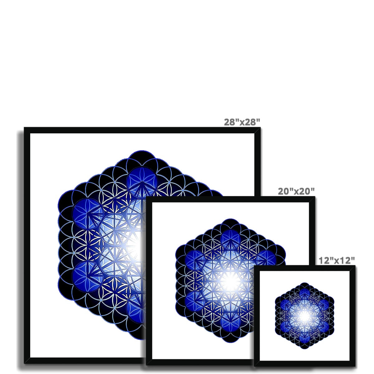 Fruit of Life Glow in Blue Framed & Mounted Print