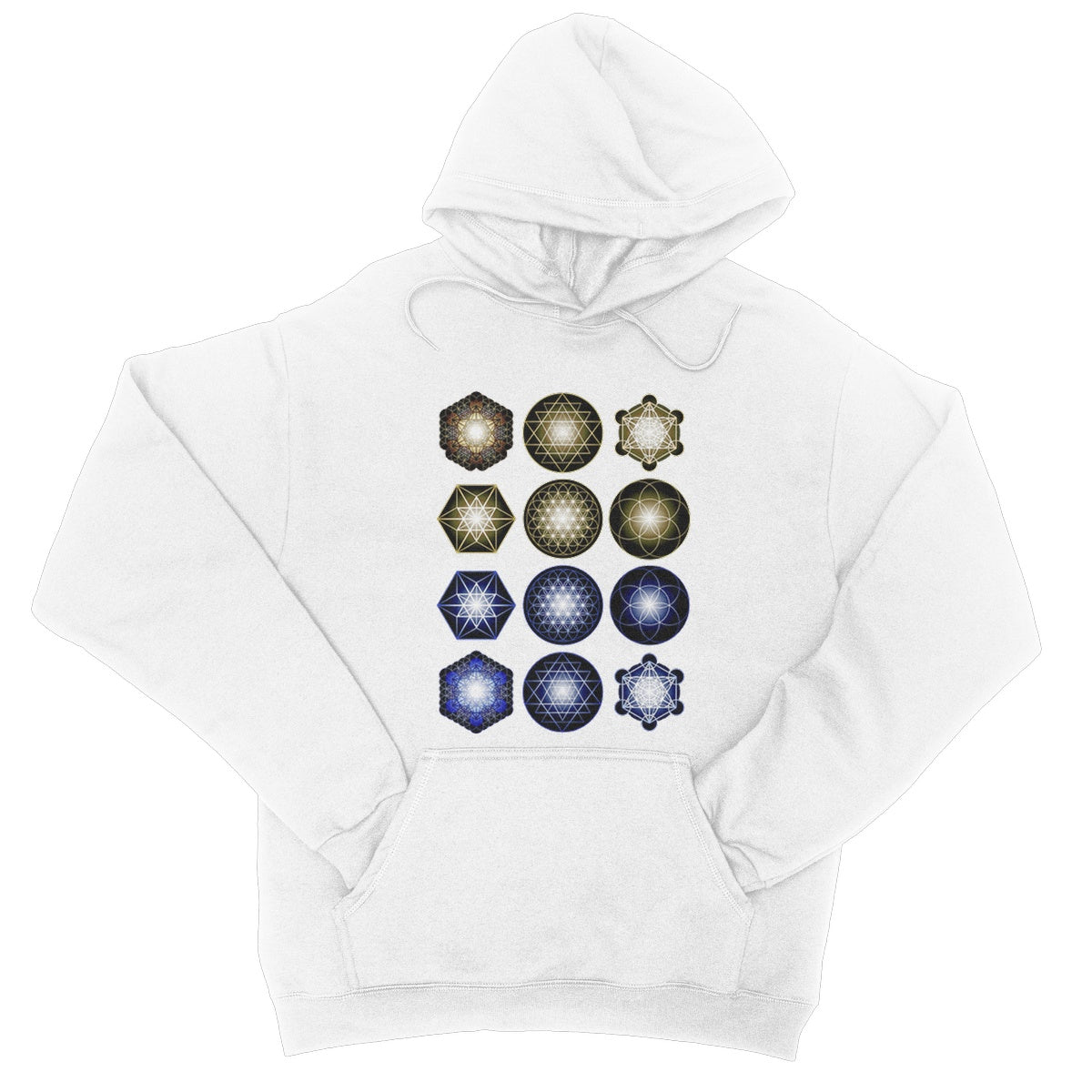 Sacred Geometry in Gold and Blue College Hoodie