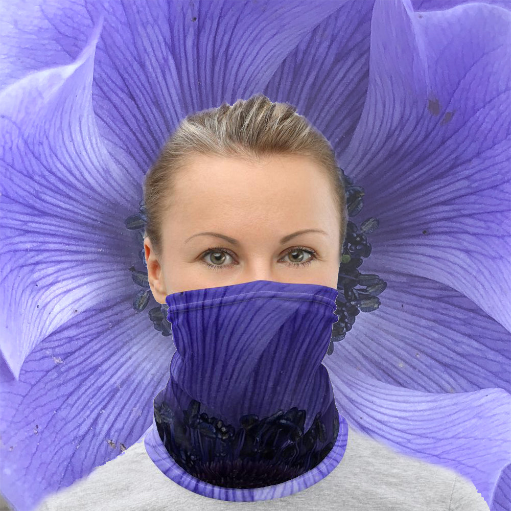 Blue Flower Neck Gaiter - Nature of Flowers