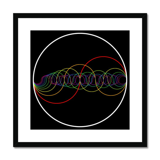 Rainbow-Coloured Waves in Circle Print Framed & Mounted Print