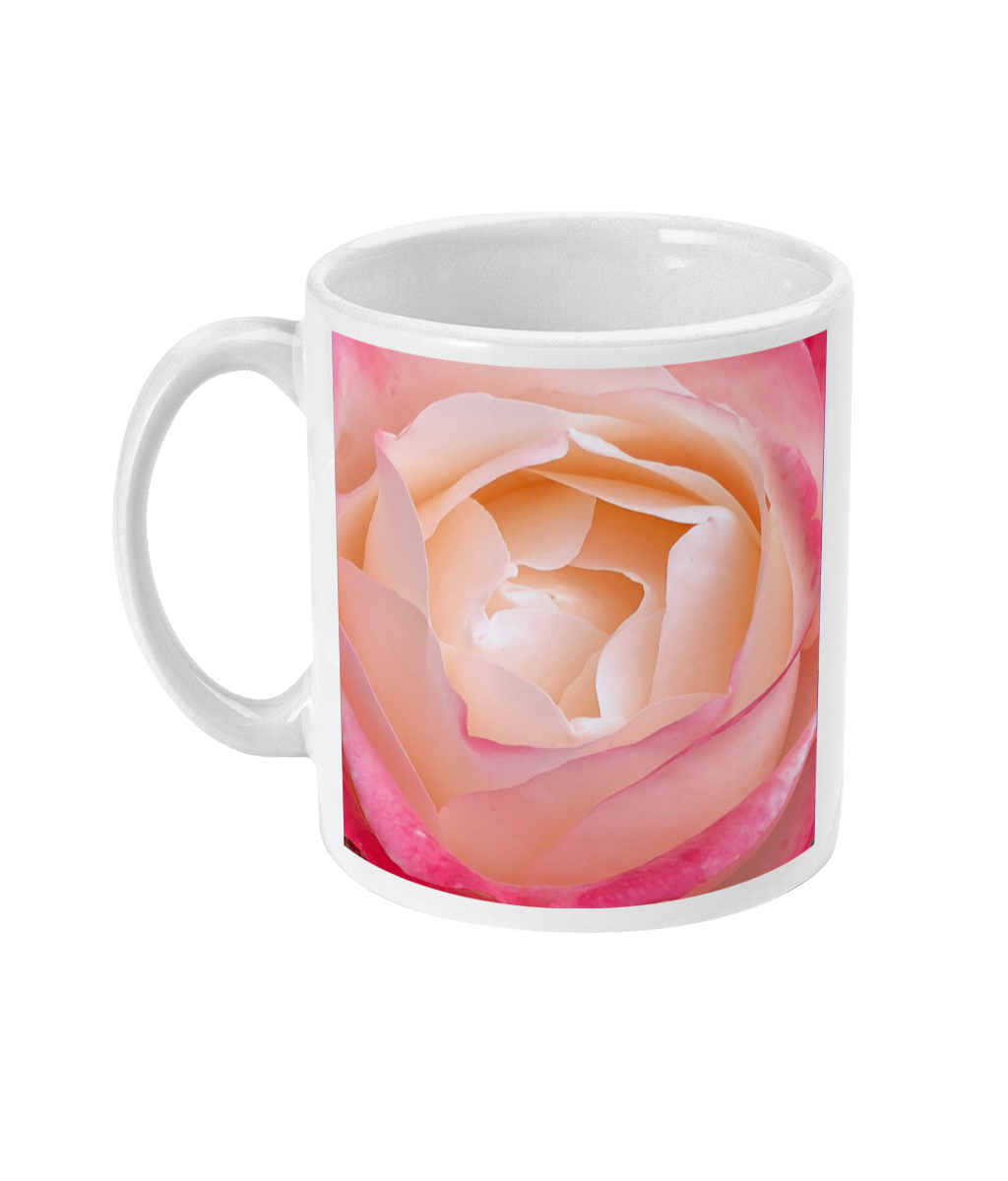 "Deep inside the mellowness" Pink Rose Double Flower Mug - Nature of Flowers
