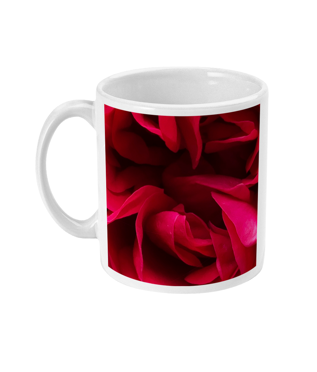 "Back inside to feel the warmth" Red Rose Double Flower Mug - Nature of Flowers