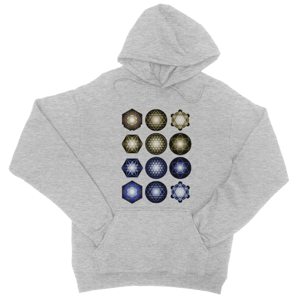 Sacred Geometry in Gold and Blue College Hoodie