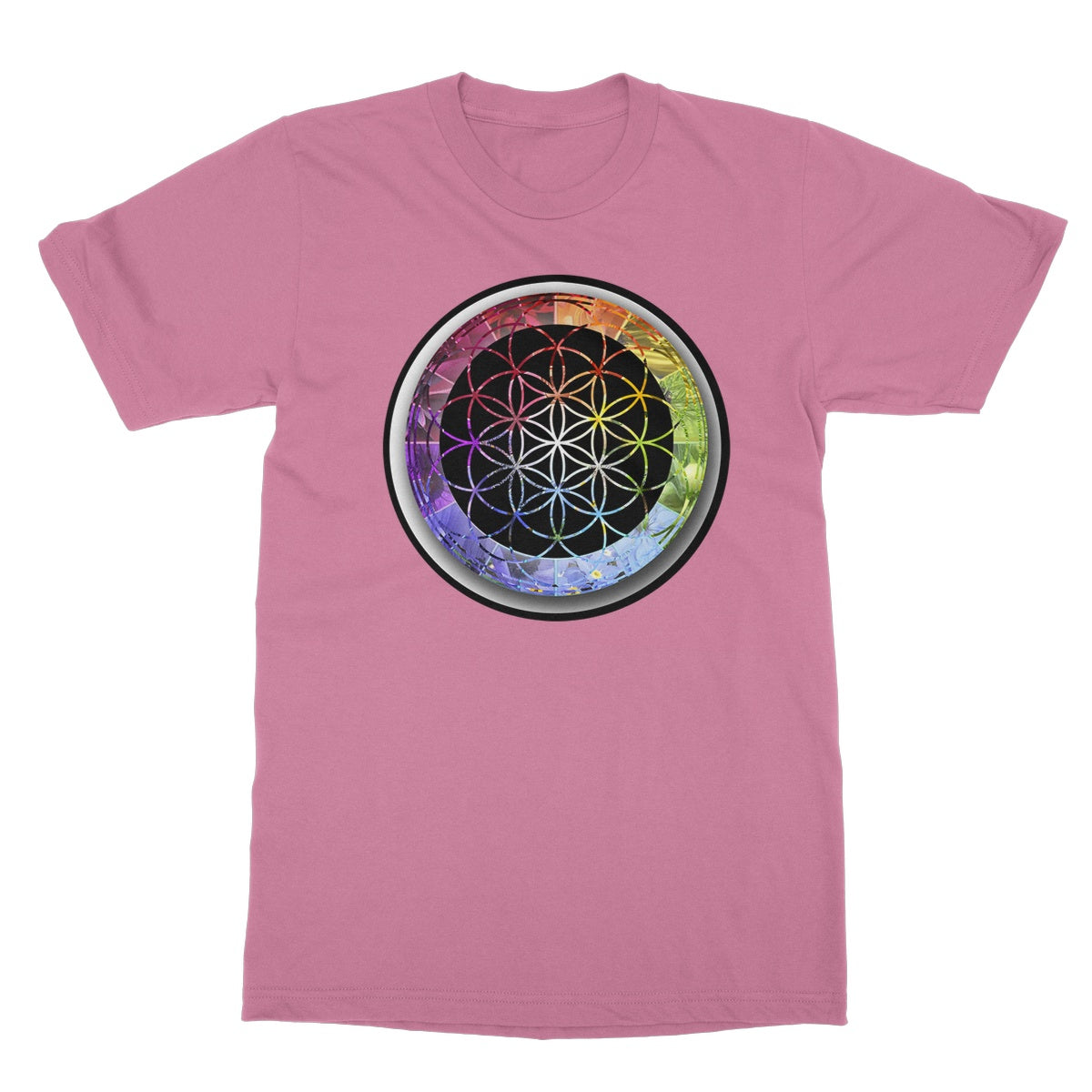 Flower of Life Rainbow Softstyle T-Shirt - Nature of Flowers