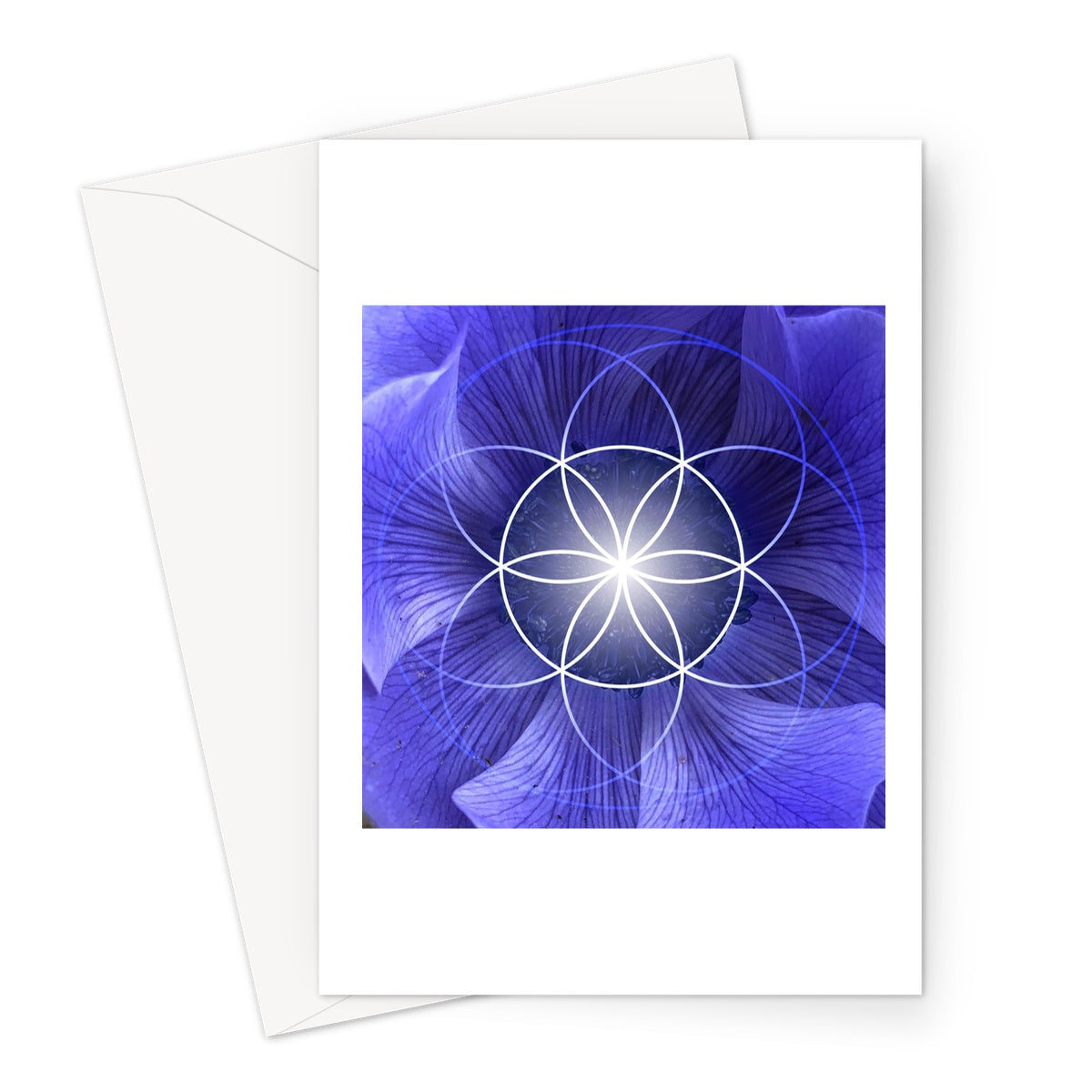 Blue Flower Seed of Life Greeting Card - Nature of Flowers