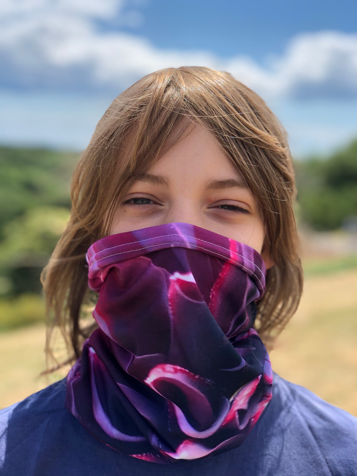 Purple Flower Neck Gaiter - Nature of Flowers