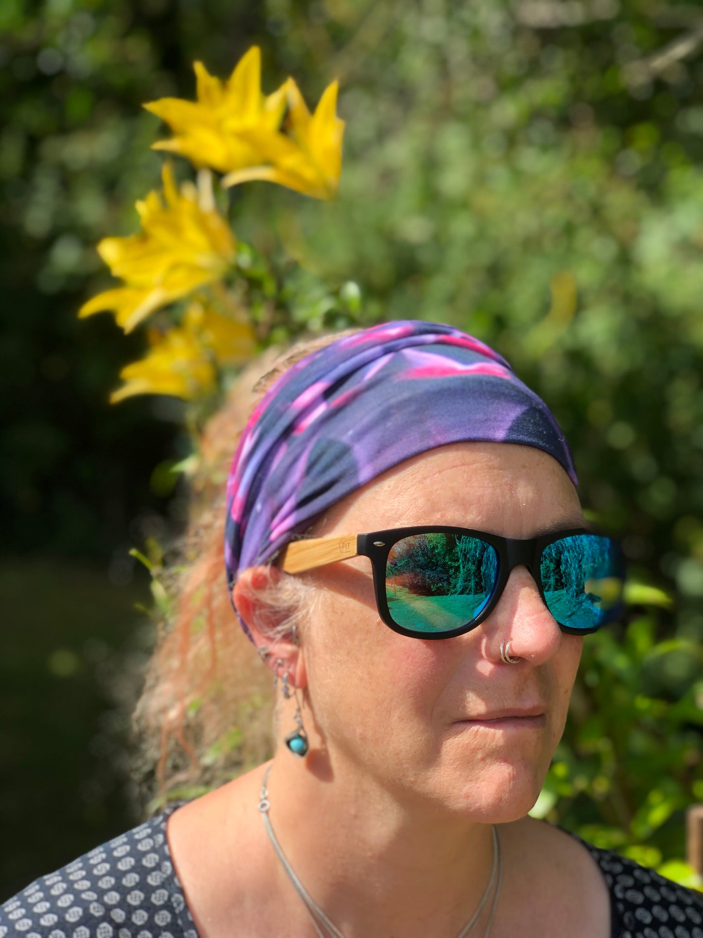 Purple Flower Neck Gaiter - Nature of Flowers