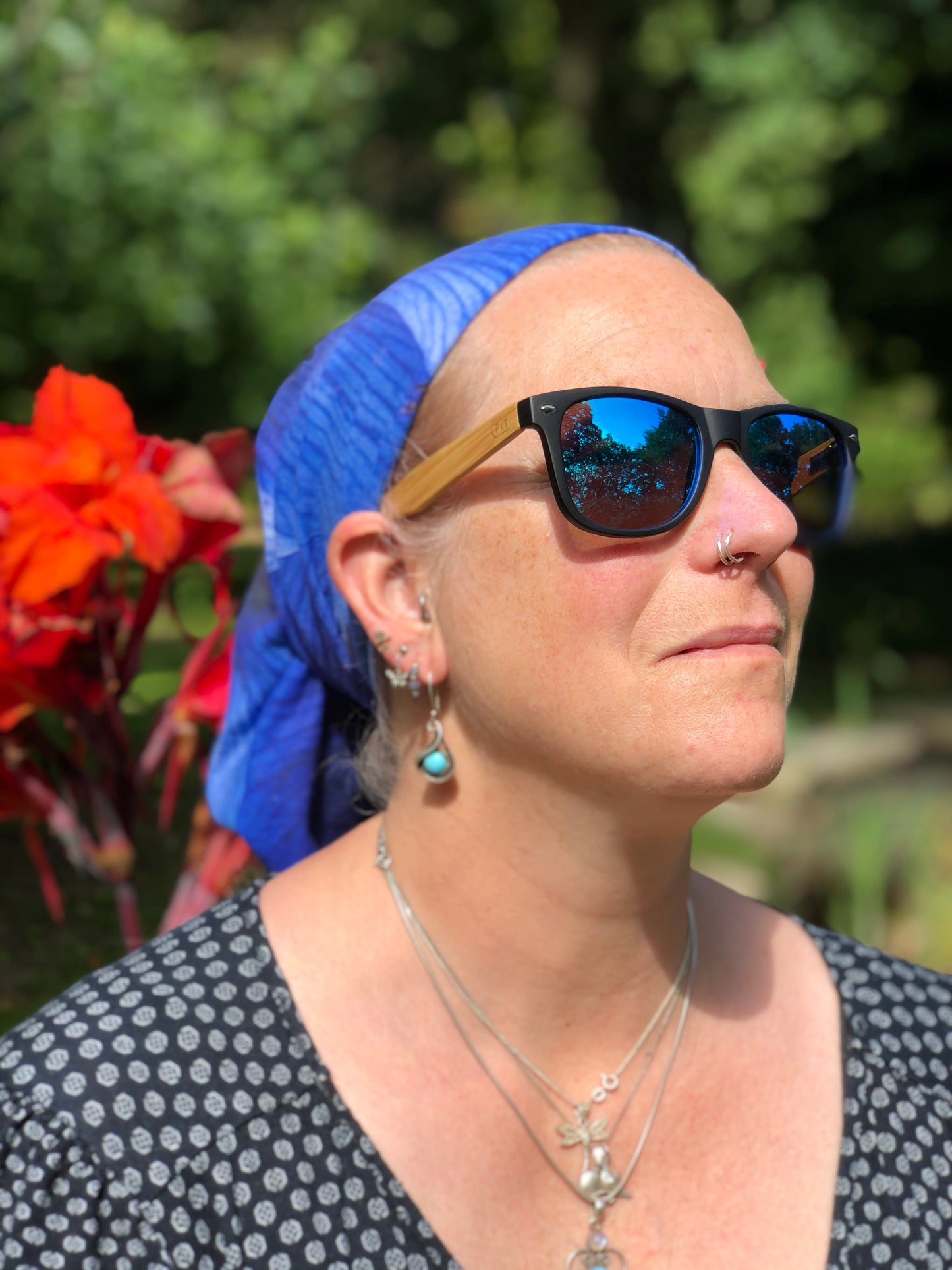 Blue Flower Neck Gaiter - Nature of Flowers