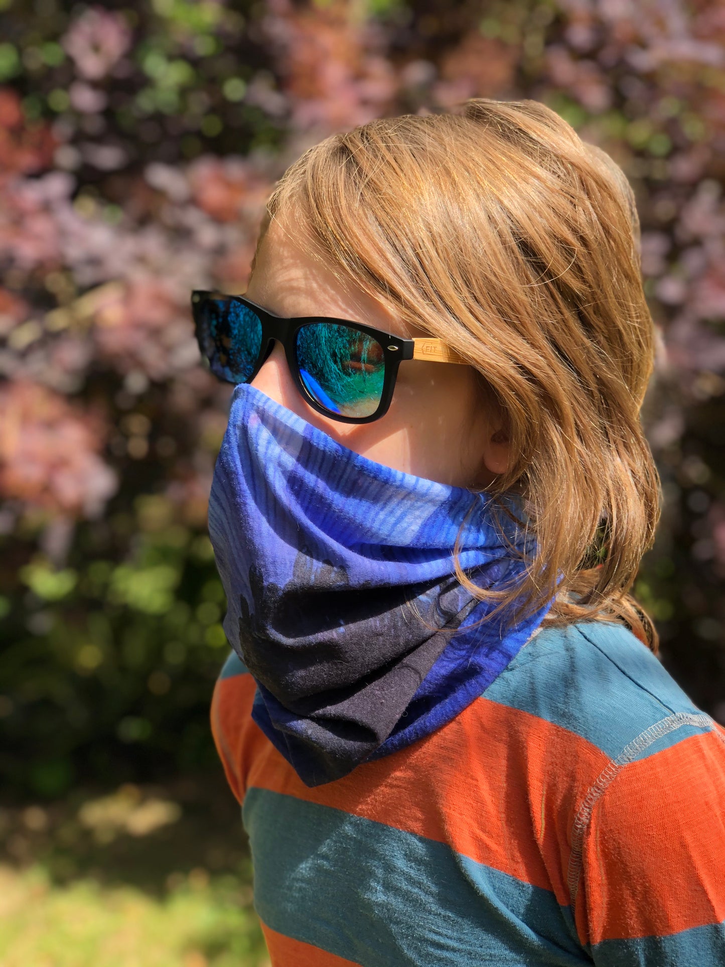Blue Flower Neck Gaiter - Nature of Flowers