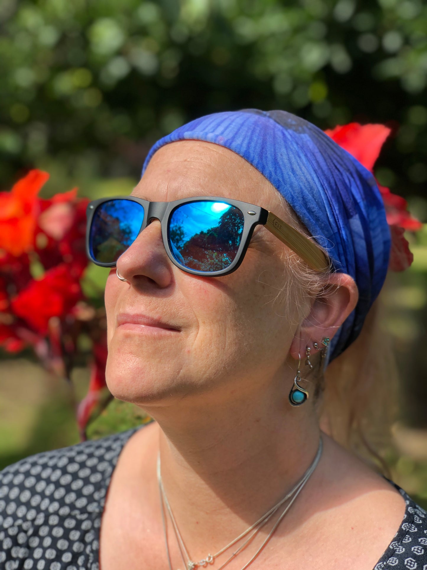 Blue Flower Neck Gaiter - Nature of Flowers