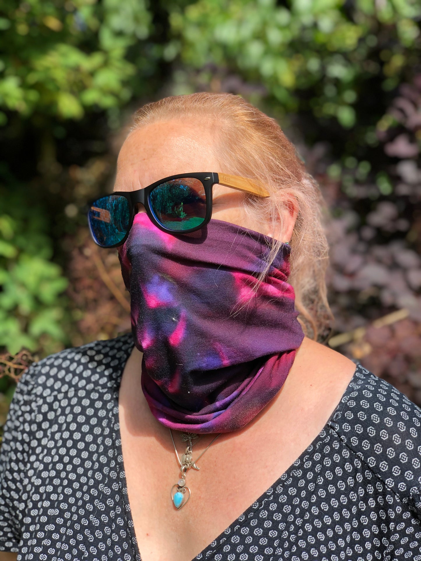 Red Purple Flower Neck Gaiter - Nature of Flowers