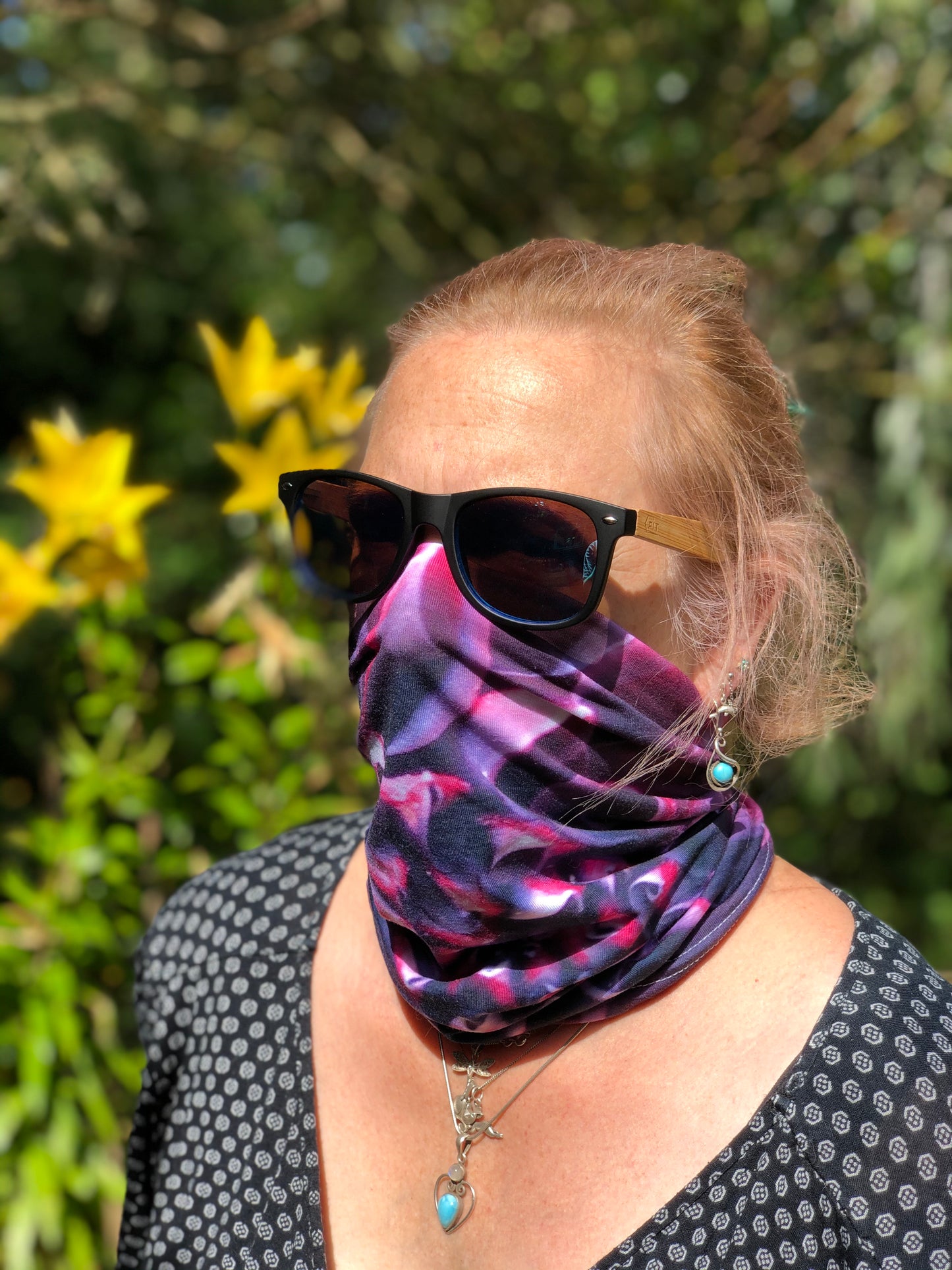 Purple Flower Neck Gaiter - Nature of Flowers