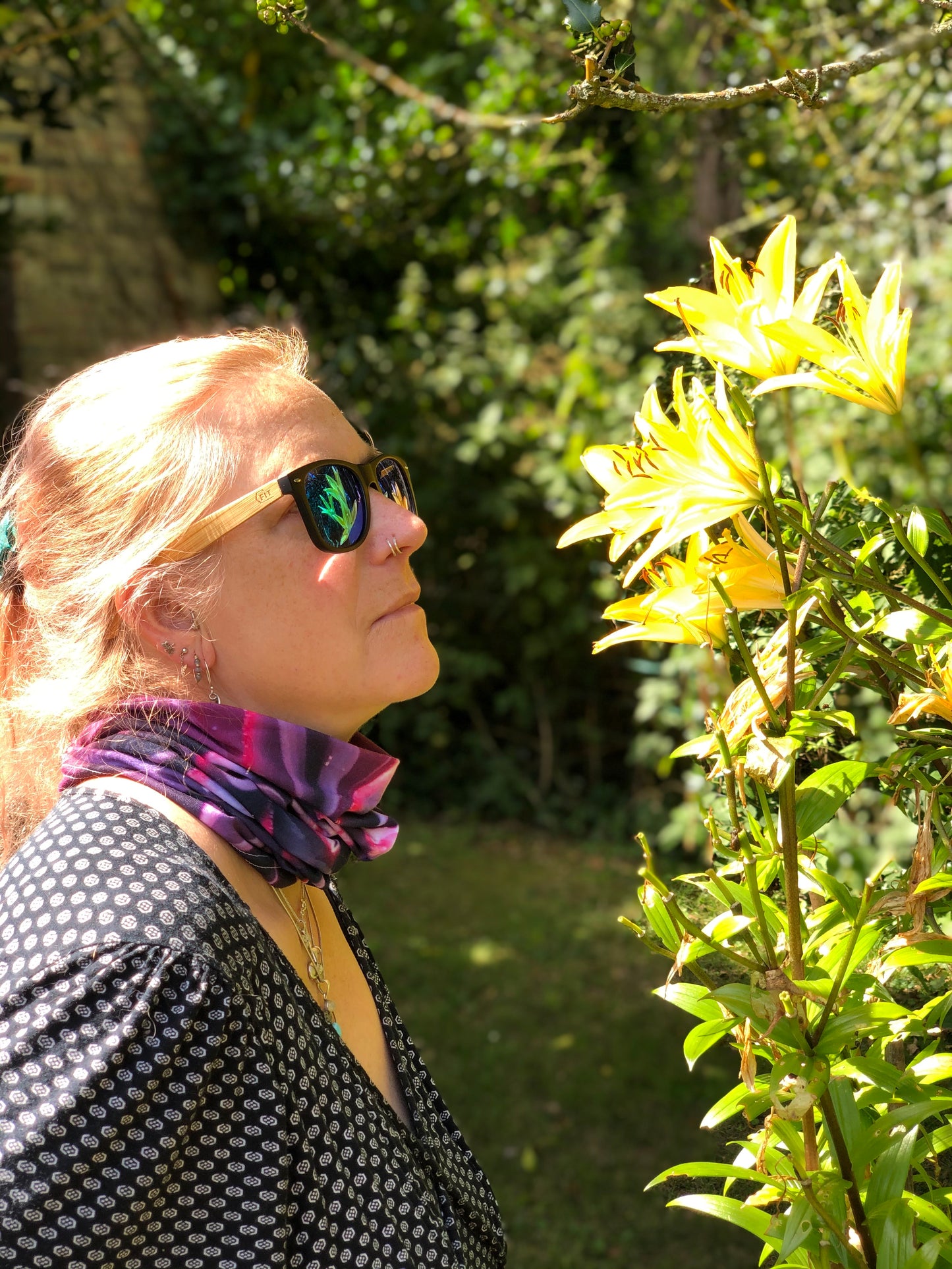 Purple Flower Neck Gaiter - Nature of Flowers