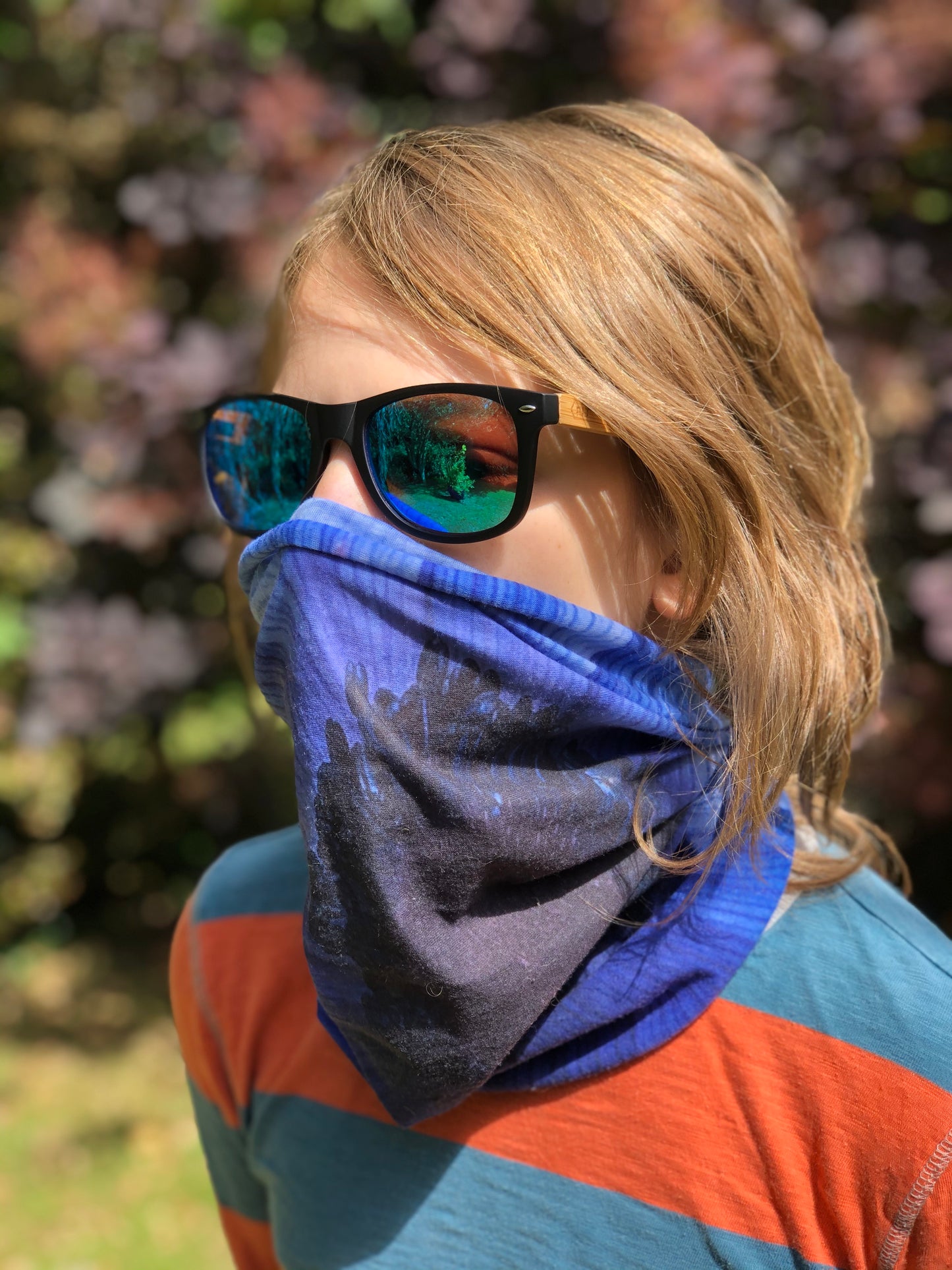 Blue Flower Neck Gaiter - Nature of Flowers