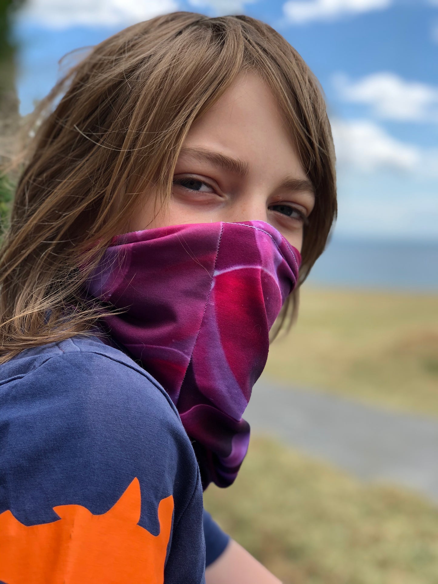 Purple Flower Neck Gaiter - Nature of Flowers