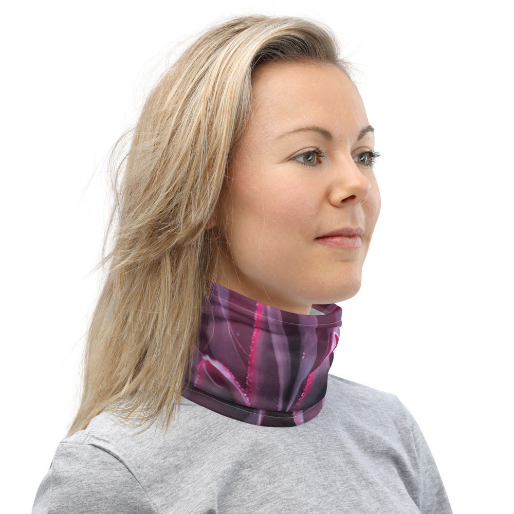 Purple Flower Neck Gaiter - Nature of Flowers