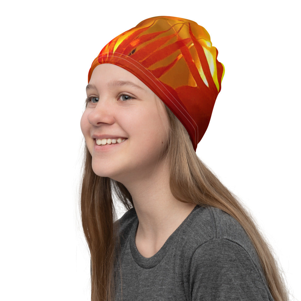 Red Orange Flower Neck Gaiter - Nature of Flowers