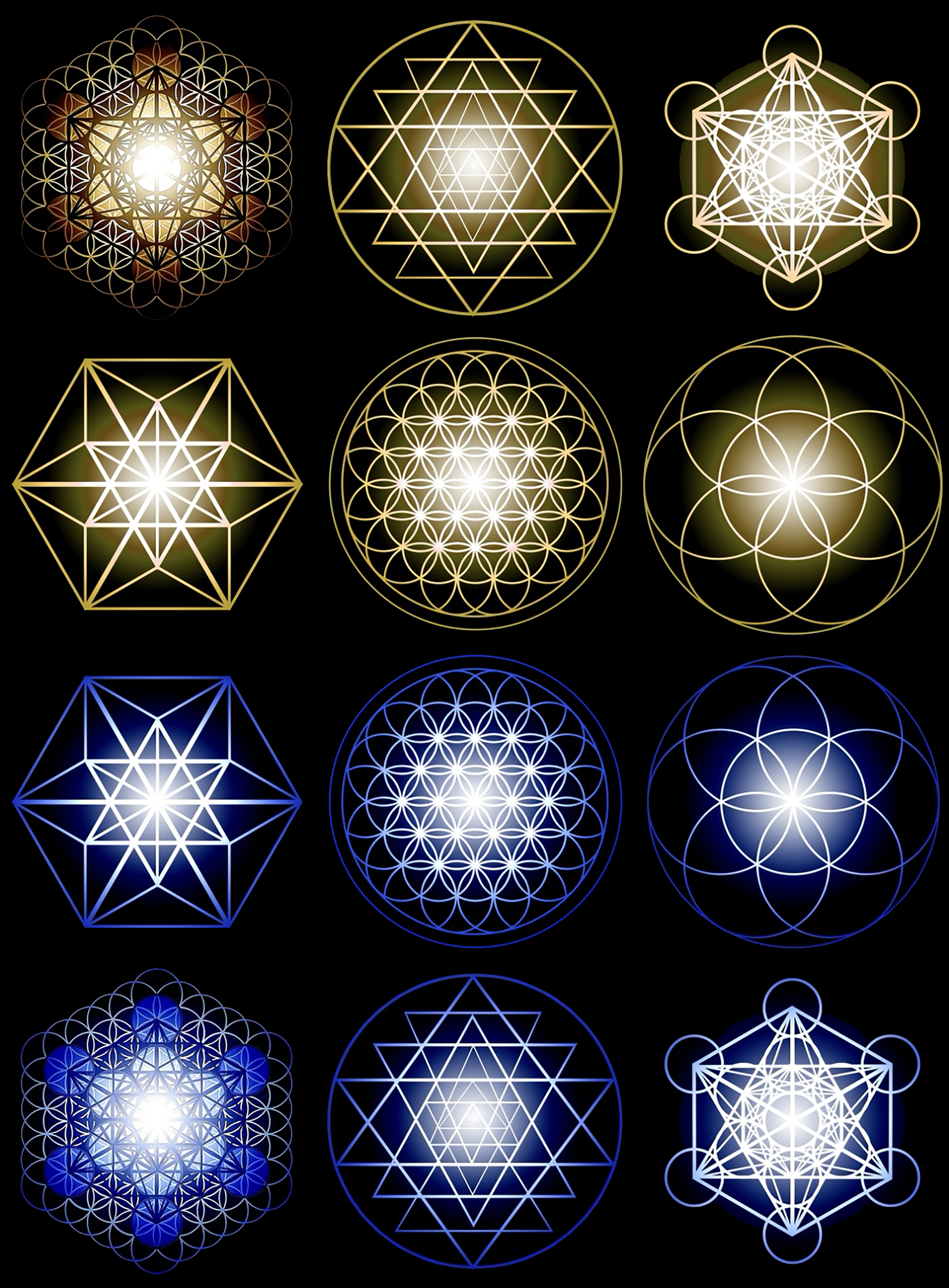 Sacred geometry in gold and blue