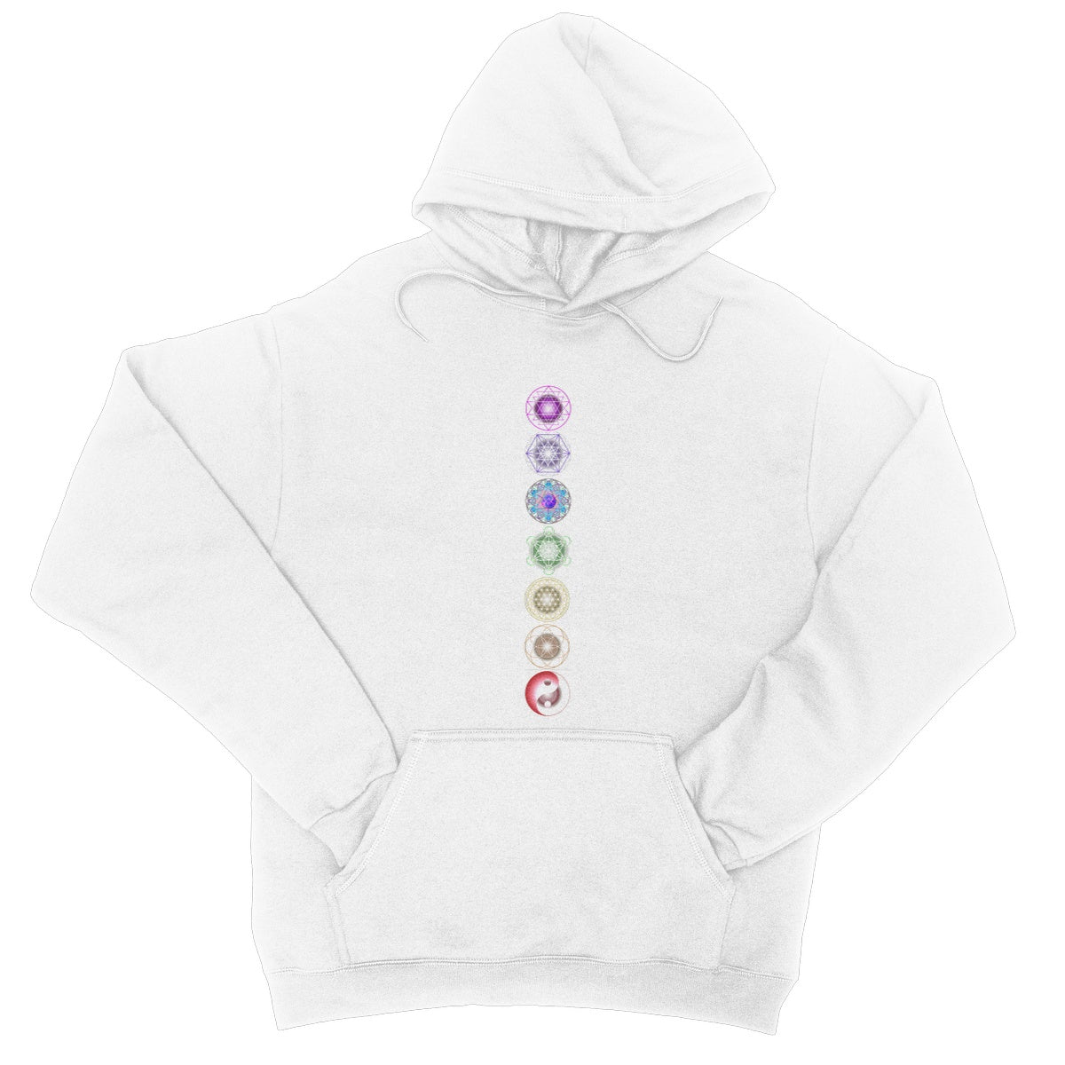 Sacred Geometry symbols Chakra College Hoodie