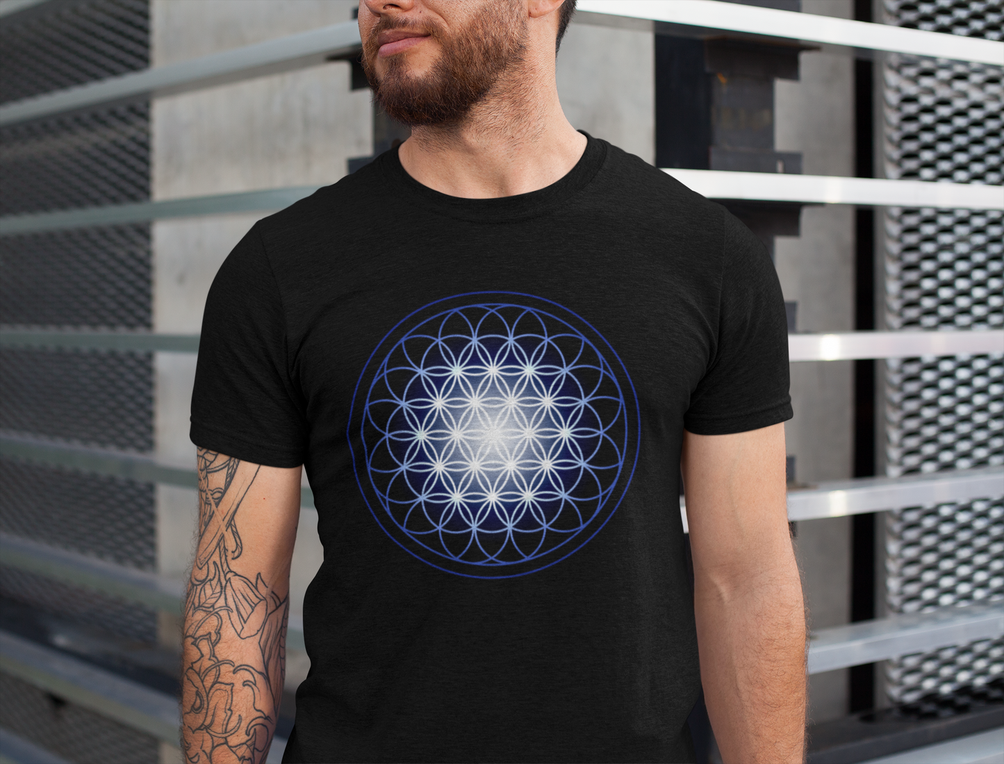 Flower of Life in Blue T-Shirt - Nature of Flowers