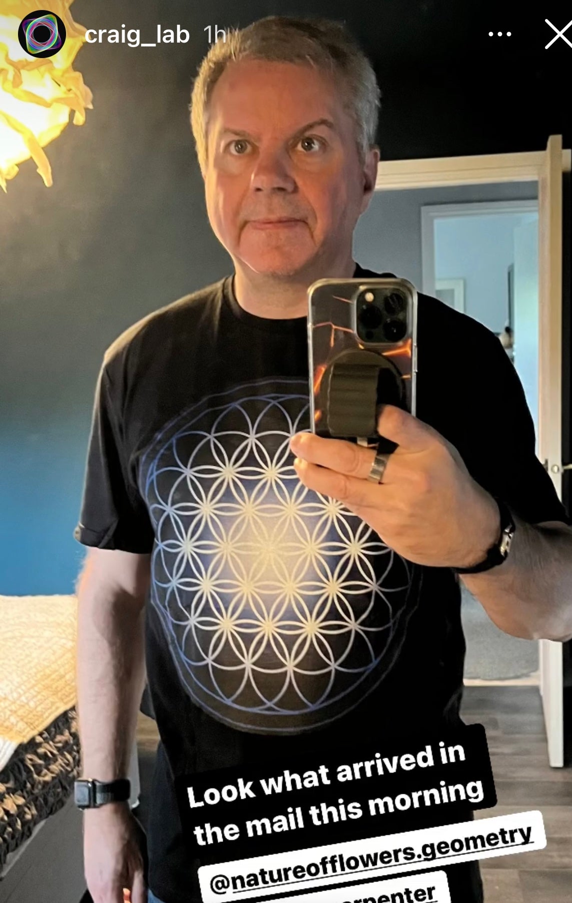 Flower of Life in Blue T-Shirt - Nature of Flowers