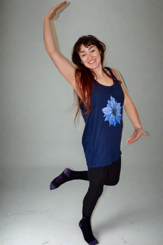 Blue Flower Softstyle Tank Top Made from soft, breathable fabric and designed for comfort, this tank top is the perfect choice for any casual outing or workout session