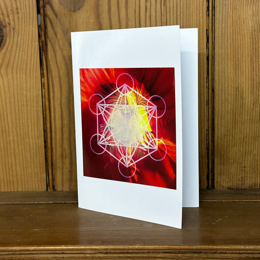Orange Flower Metatron's Cube Greeting Card - Nature of Flowers
