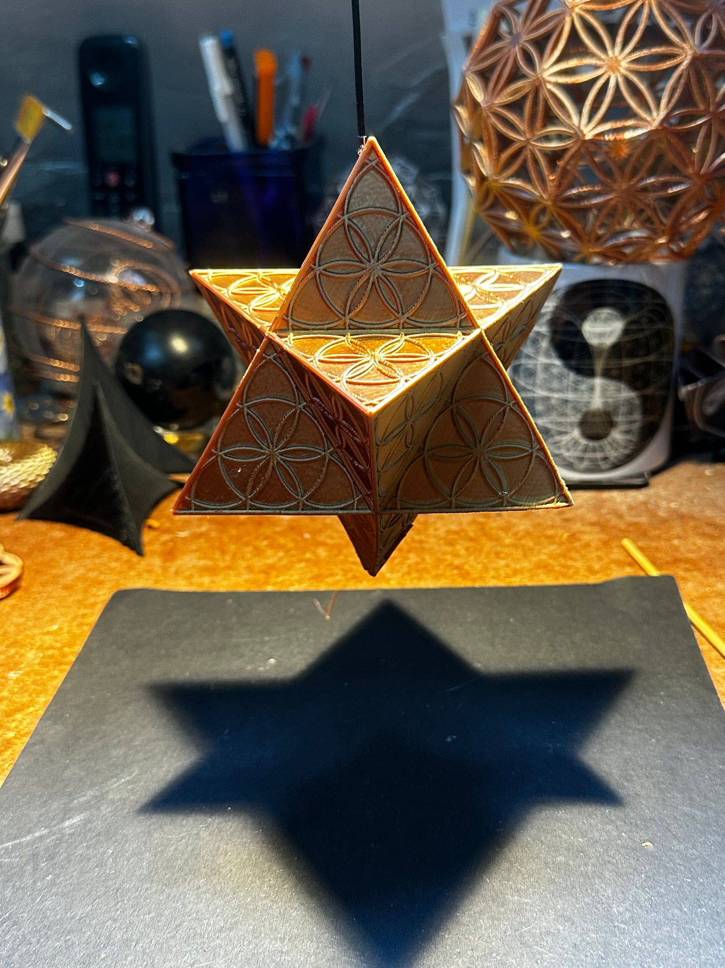 Merkaba with Seed of Life Embossed Design – 10cm Sacred Geometry of Unity & Light