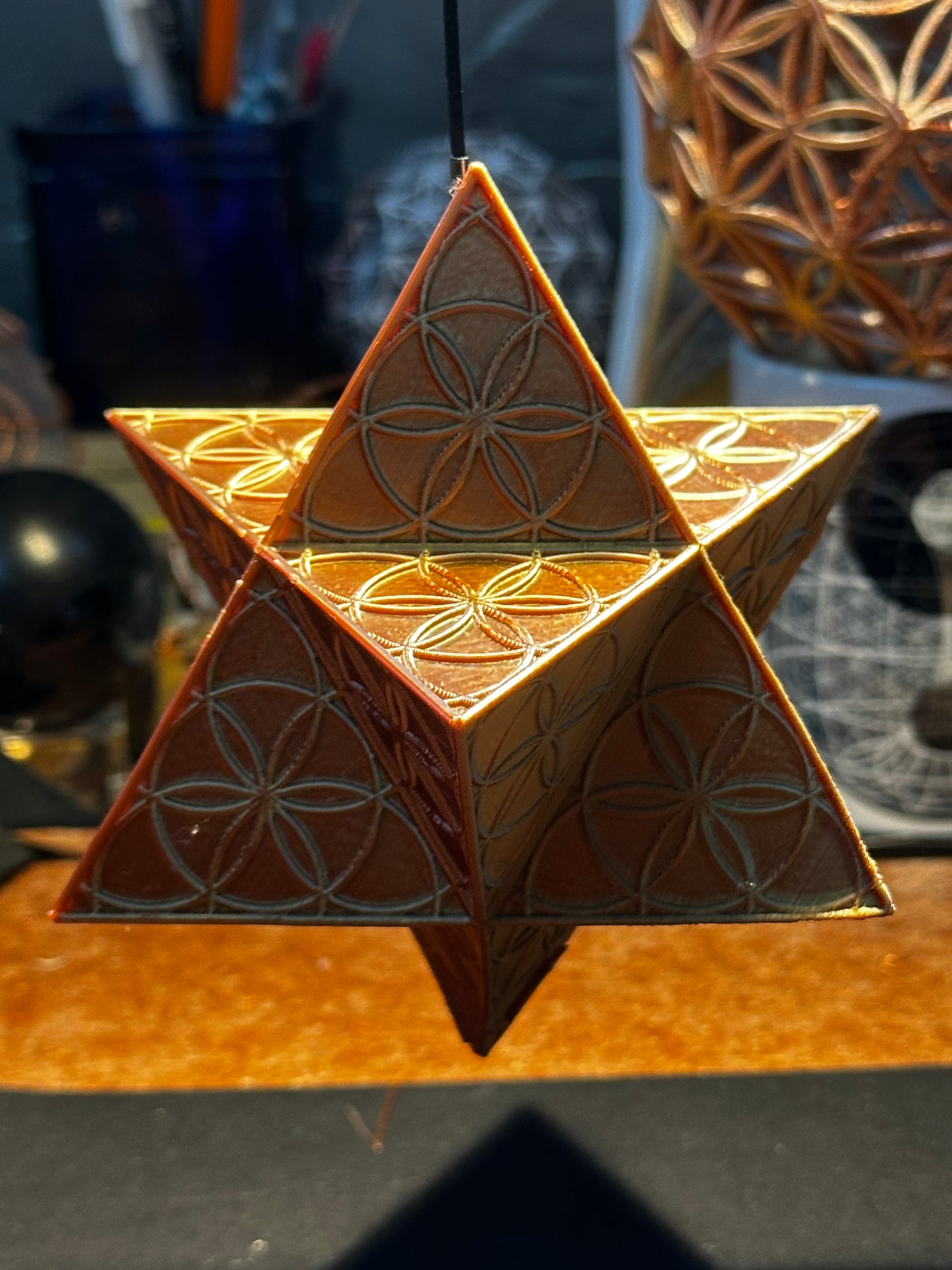 Merkaba with Seed of Life Embossed Design – 10cm Sacred Geometry of Unity & Light