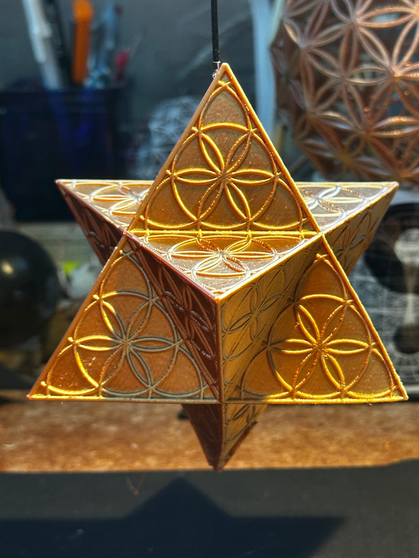 Merkaba with Seed of Life Embossed Design – 10cm Sacred Geometry of Unity & Light