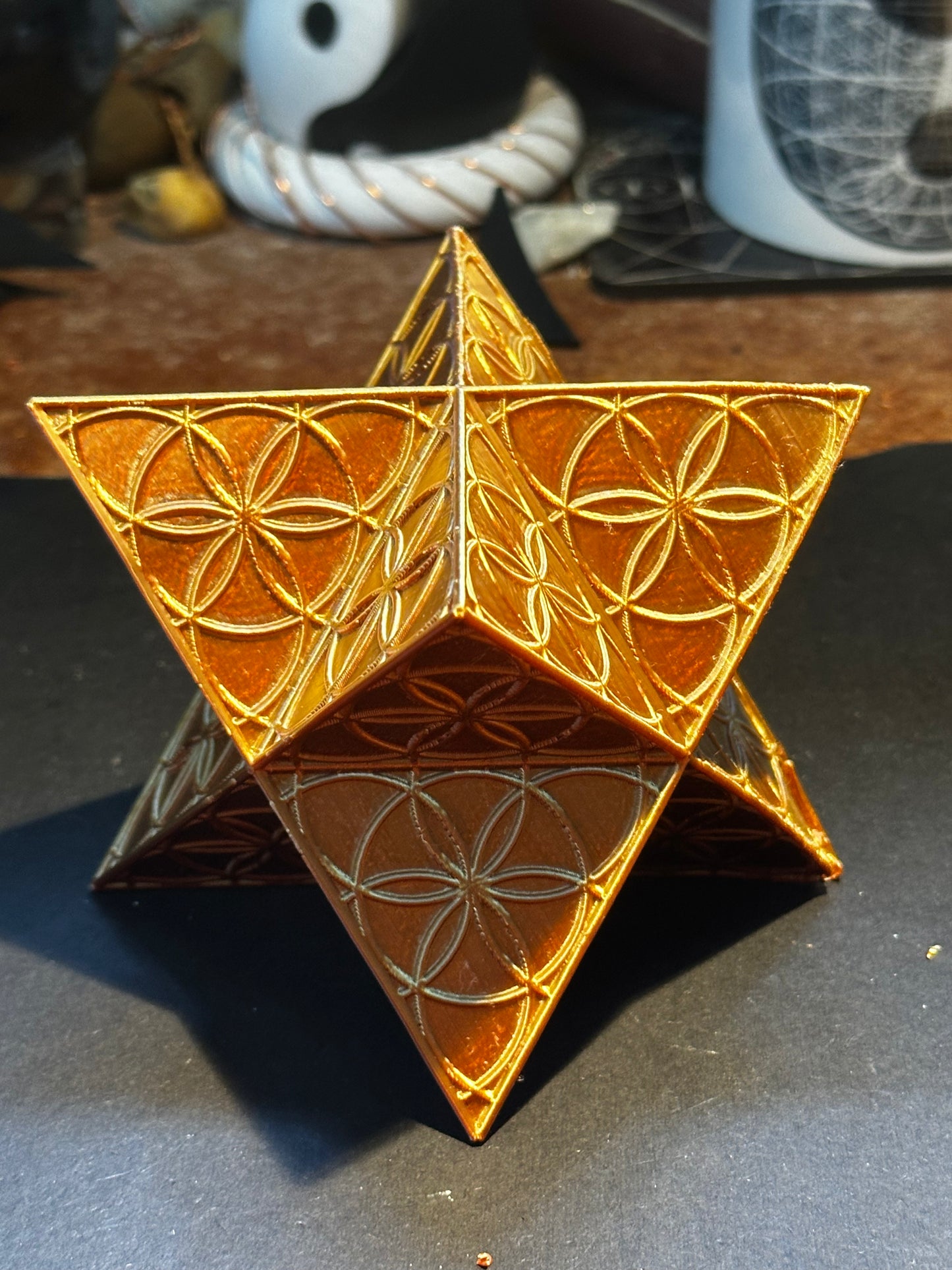 Merkaba with Seed of Life Embossed Design – 10cm Sacred Geometry of Unity & Light