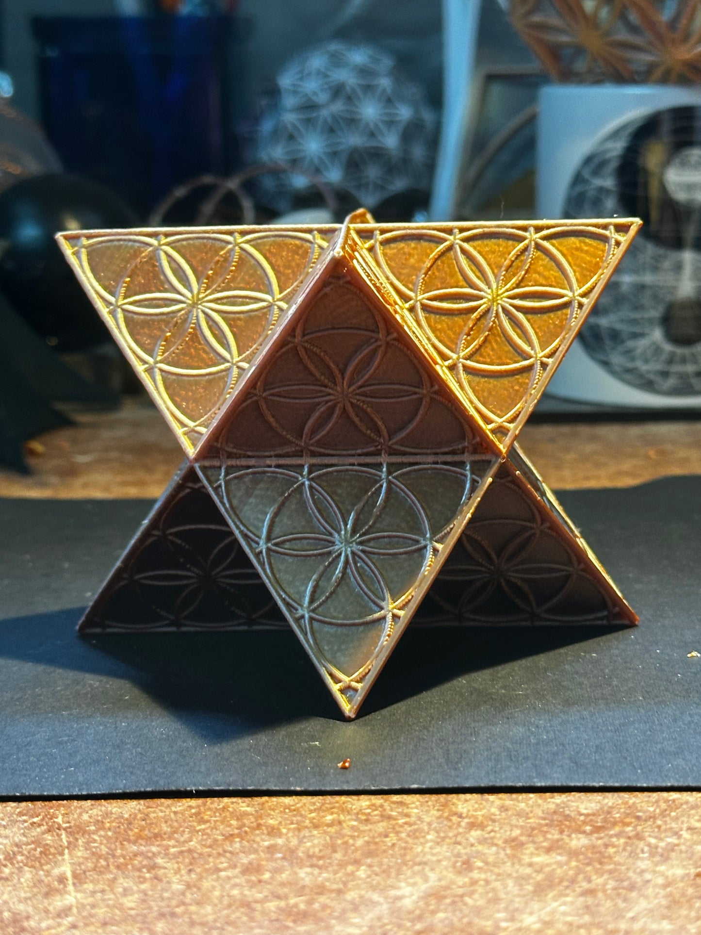 Merkaba with Seed of Life Embossed Design – 10cm Sacred Geometry of Unity & Light