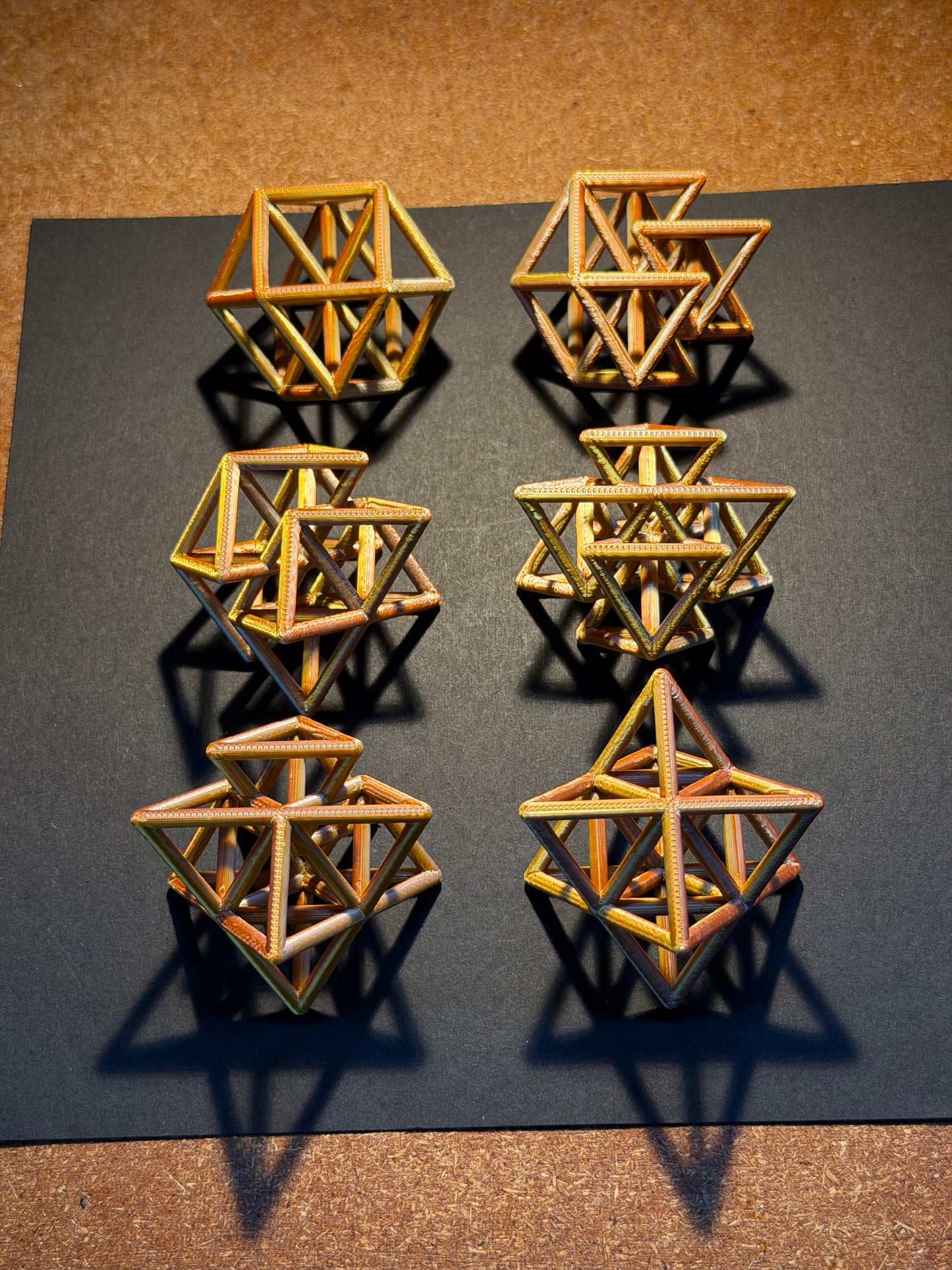 Set of 6 Vector Equilibrium to Merkaba Transitions, double Tetrahedron rotations version