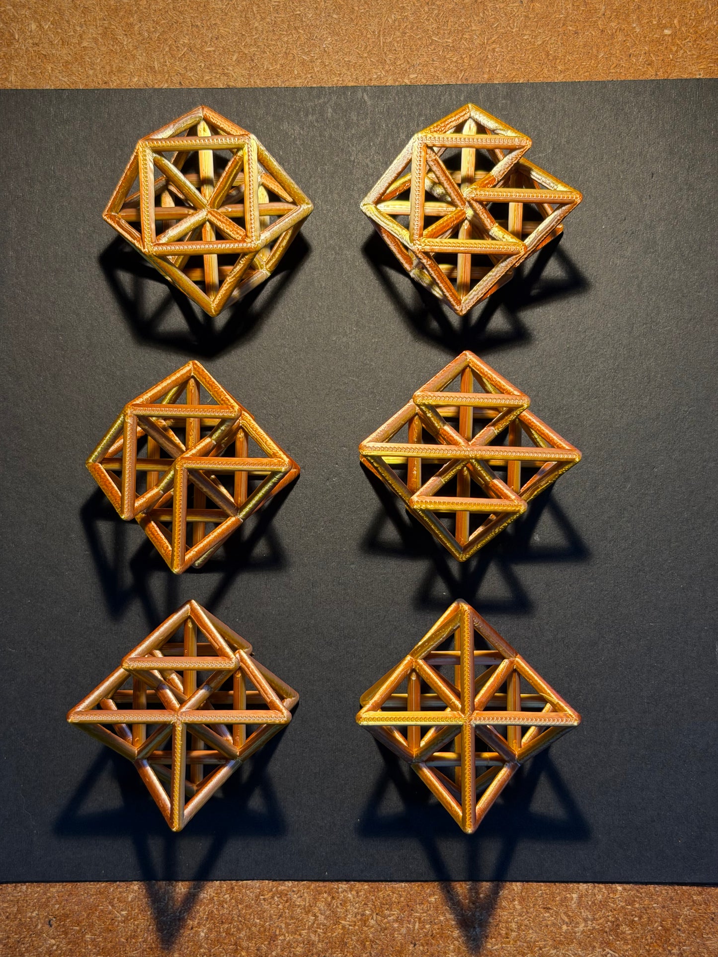 Set of 6 Vector Equilibrium to Merkaba Transitions, double Tetrahedron rotations version