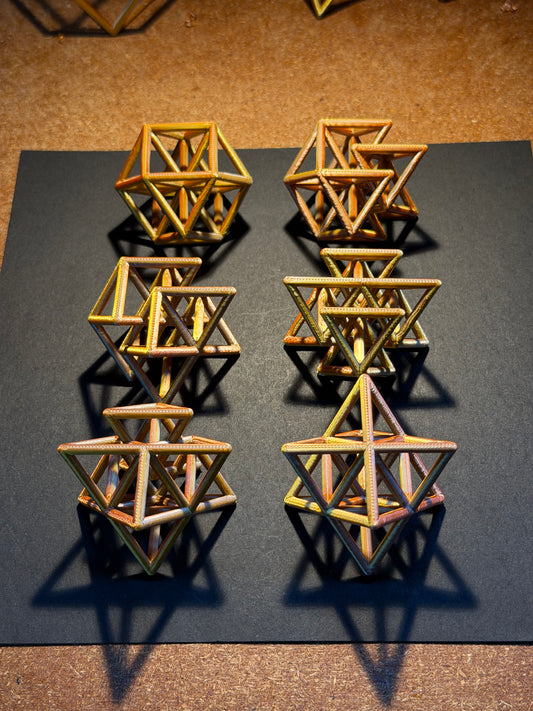 Set of 6 Vector Equilibrium to Merkaba Transitions, double Tetrahedron rotations version