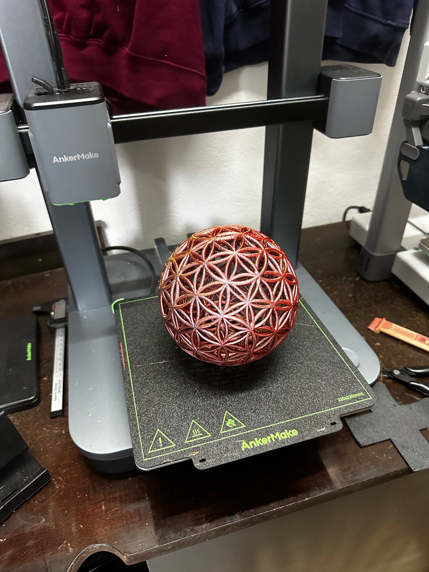 3D Printed Flower of Life Sphere – Sacred Geometry Art (142mm)