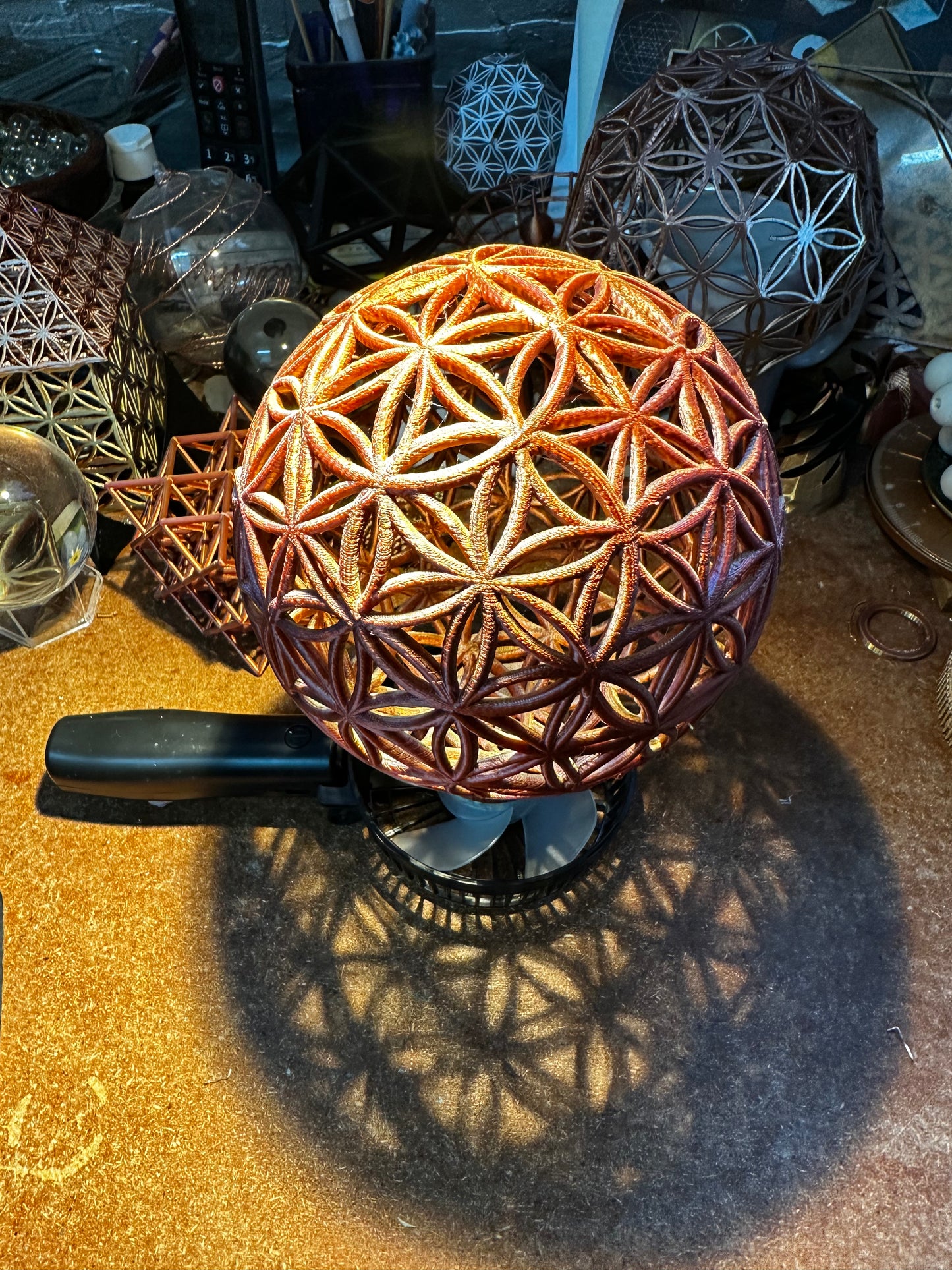 3D Printed Flower of Life Sphere – Sacred Geometry Art (142mm)
