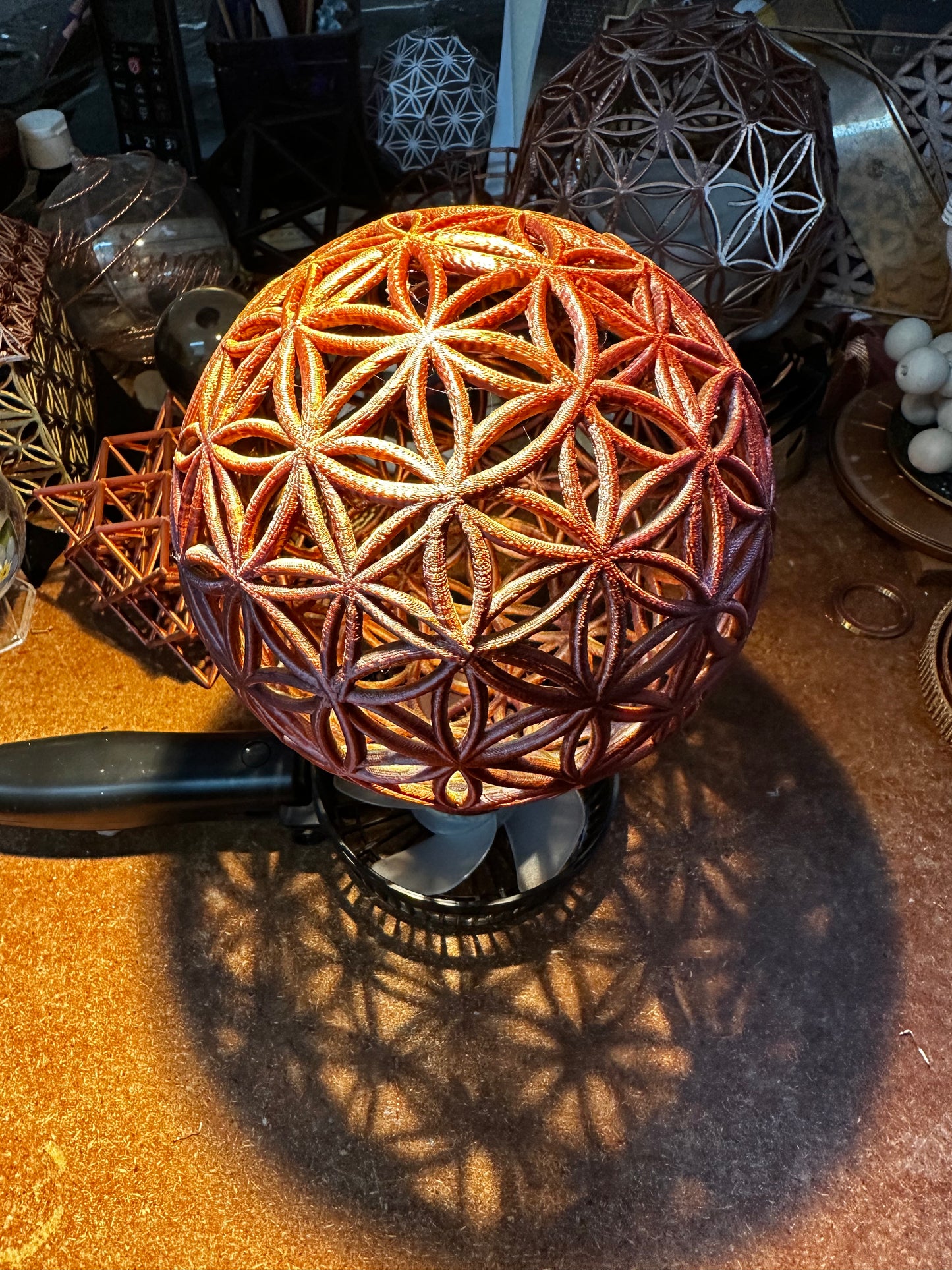 3D Printed Flower of Life Sphere – Sacred Geometry Art (142mm)