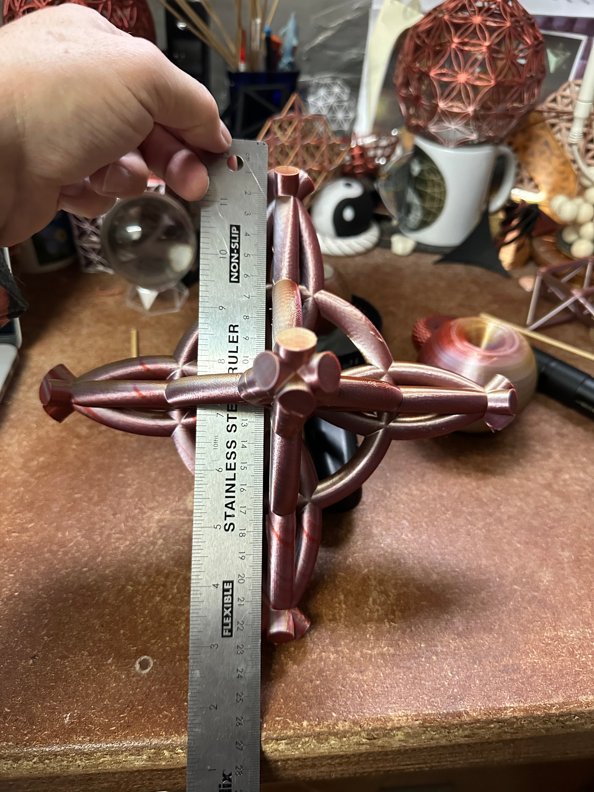 Tri-Unity Geometric Sculpture – 3D-Printed Kinetic-Form Art Piece 24cm - Nature of Flowers