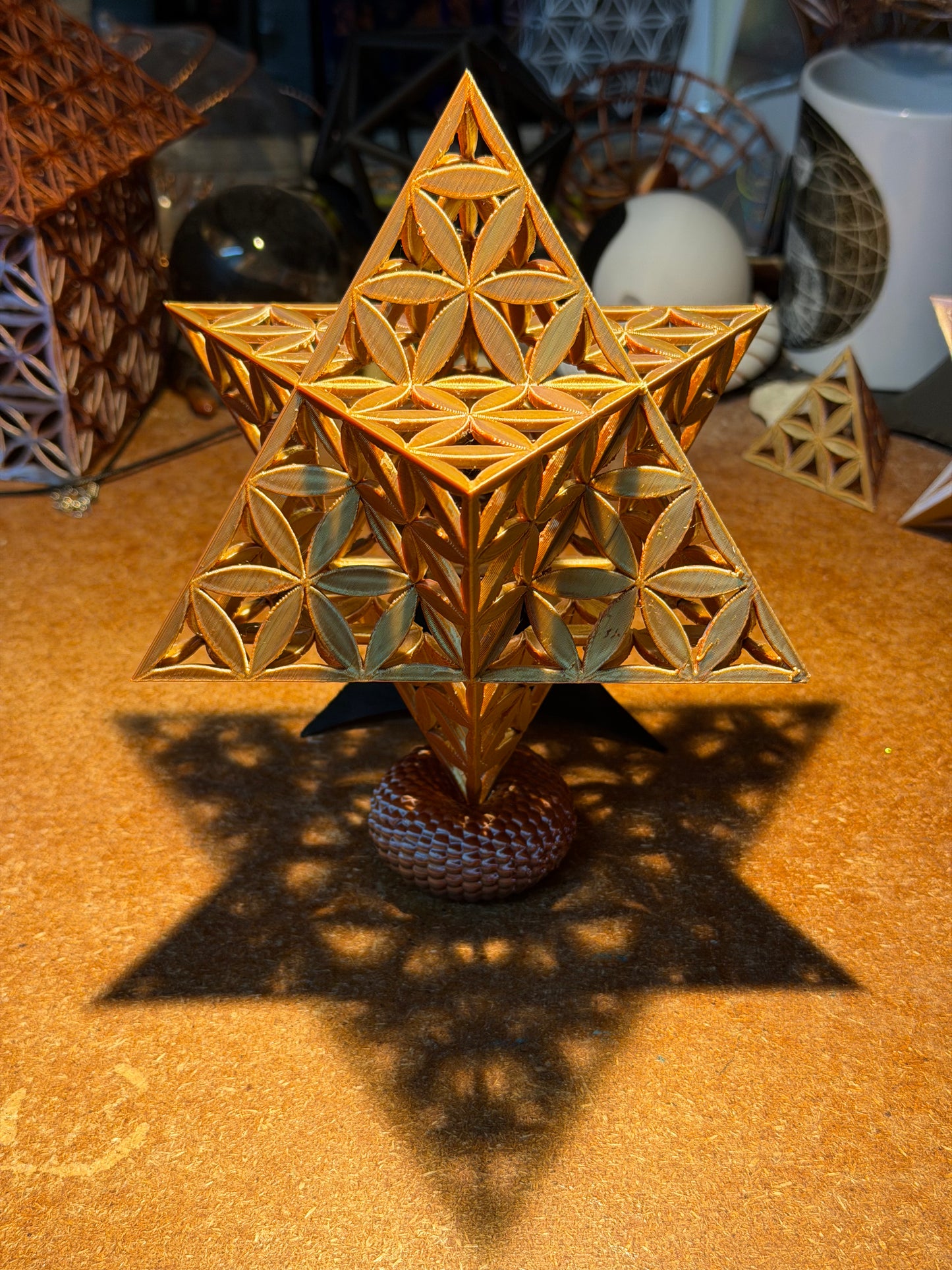Merkaba with Flower of Life Petals – 100 mm × 100 mm (140 mm Diagonal) - Nature of Flowers
