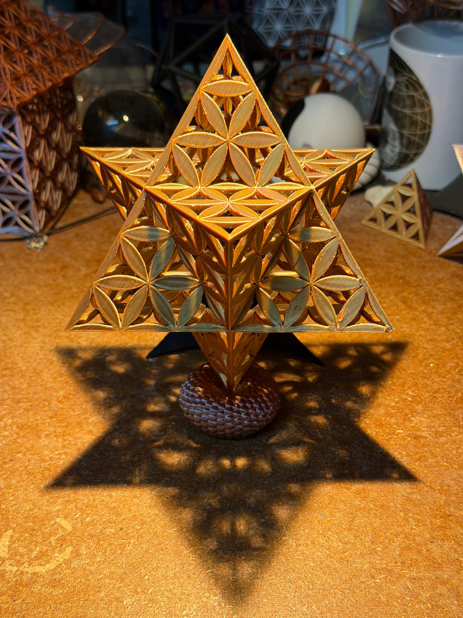 Merkaba with Flower of Life Petals – 100 mm × 100 mm (140 mm Diagonal) - Nature of Flowers
