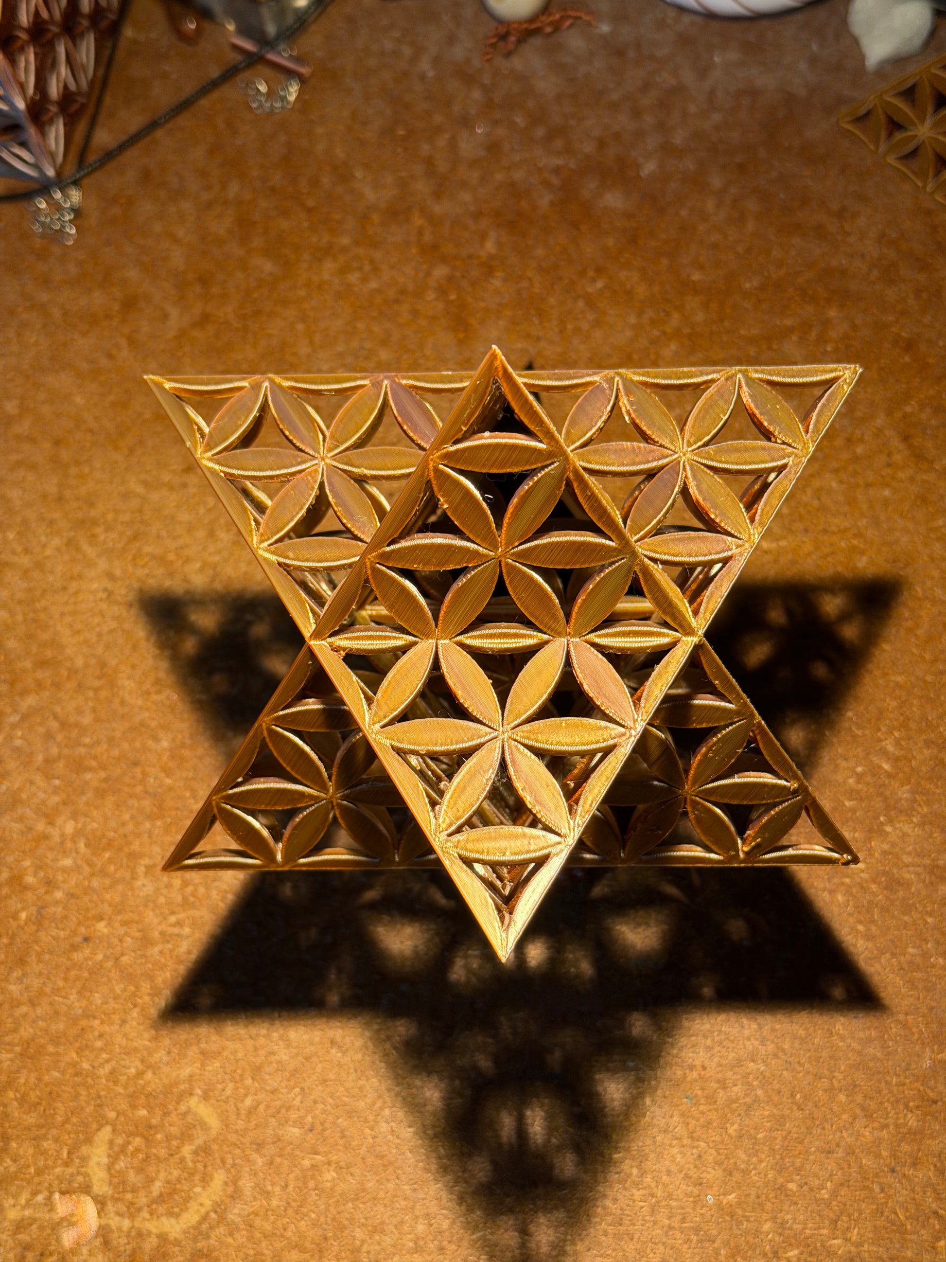 Merkaba with Flower of Life Petals – 100 mm × 100 mm (140 mm Diagonal) - Nature of Flowers