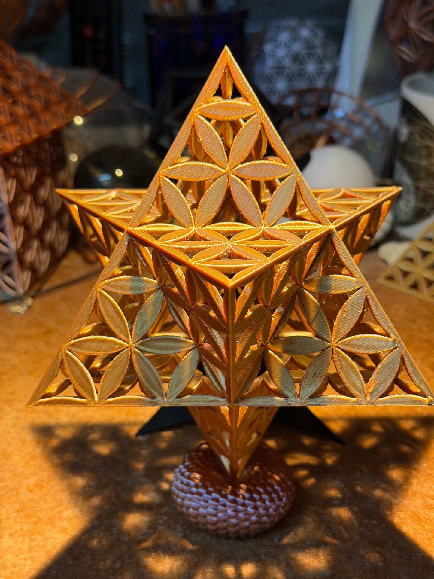 Merkaba with Flower of Life Petals – 100 mm × 100 mm (140 mm Diagonal) - Nature of Flowers