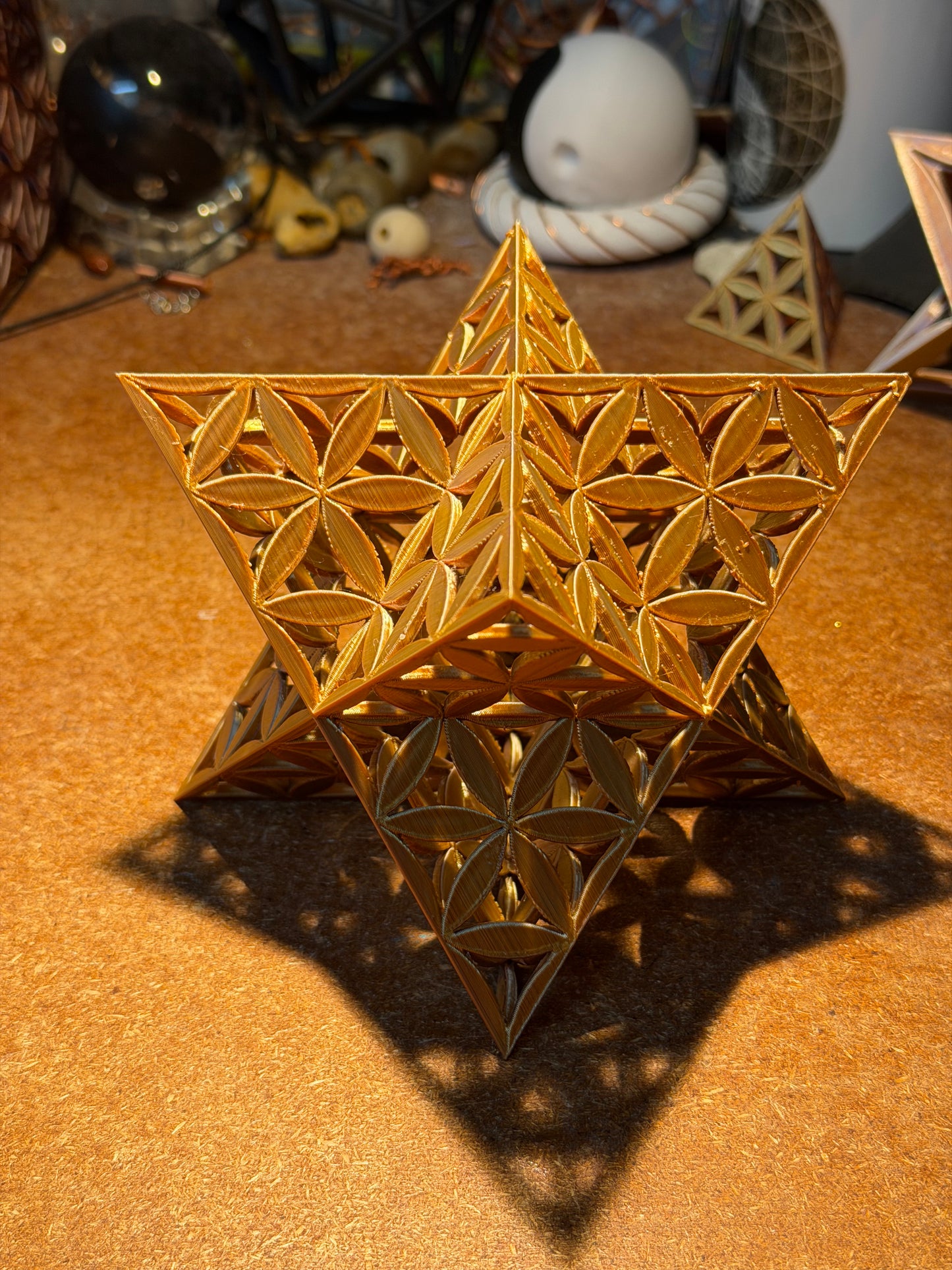 Merkaba with Flower of Life Petals – 100 mm × 100 mm (140 mm Diagonal) - Nature of Flowers